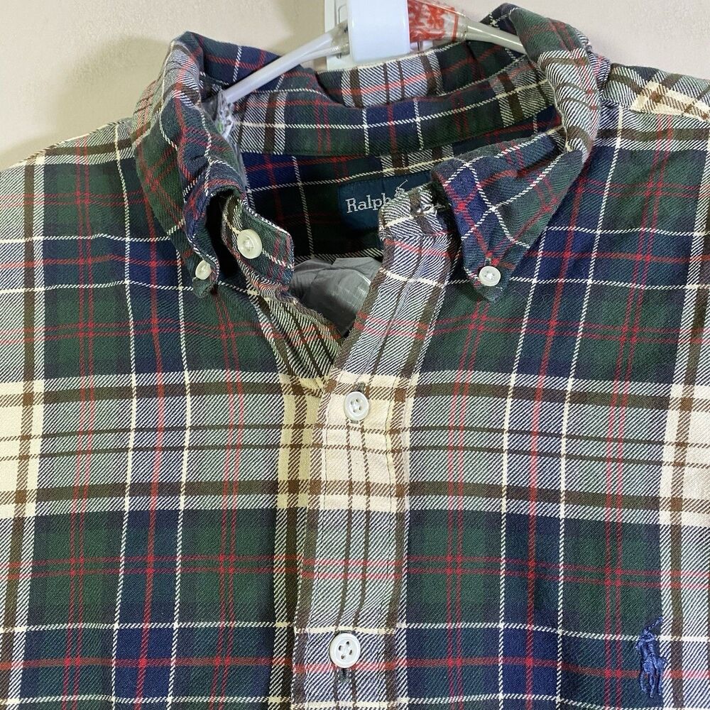 Ralph Lauren Classic Fit Plaid Button Down Shirt Mens 2XL Green Blue Red